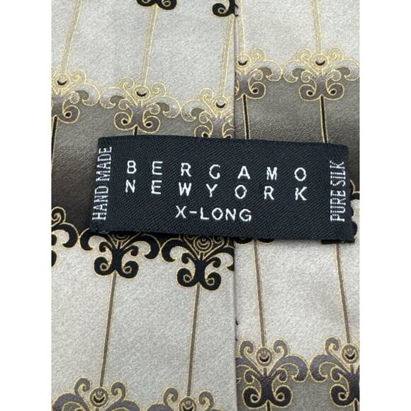 Bergamo New YorkbSilk X-Long Tie Fomal Dressy Brown Gold Geometric 5 FOR $25 💵 - Picture 5 of 8